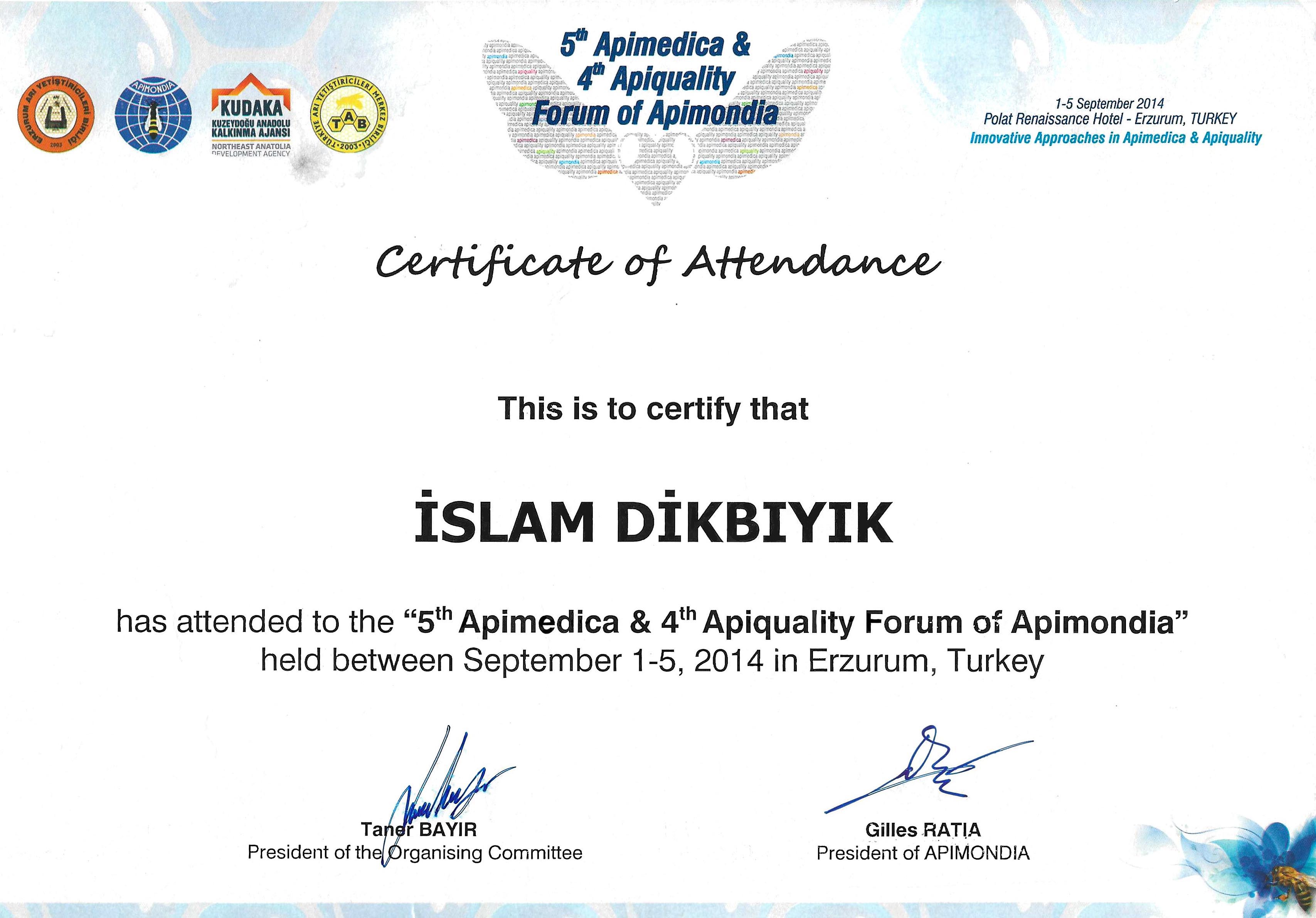 Apimedica 2014 Sertifikası