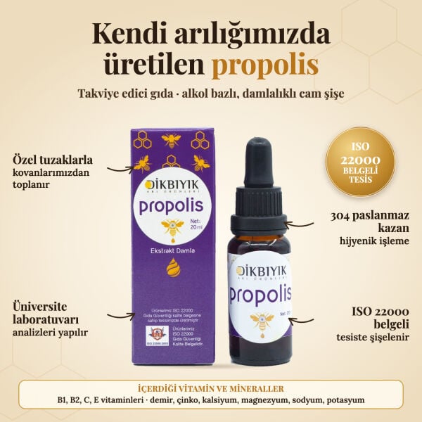 Dikbıyık Yetişkin Alkol Bazlı Propolis 20 ml | Takviye Edici Gıda