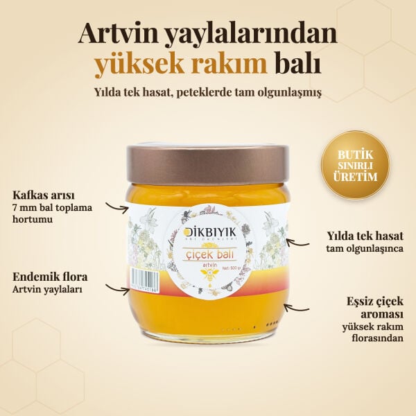 Artvin Yüksek Rakım Çiçek Balı | Aile Geleneğiyle Gelen Lezzet 500 gr